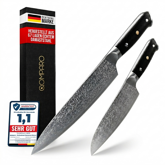 Set-Damastmesser aus Santokumesser und Kochmesser
